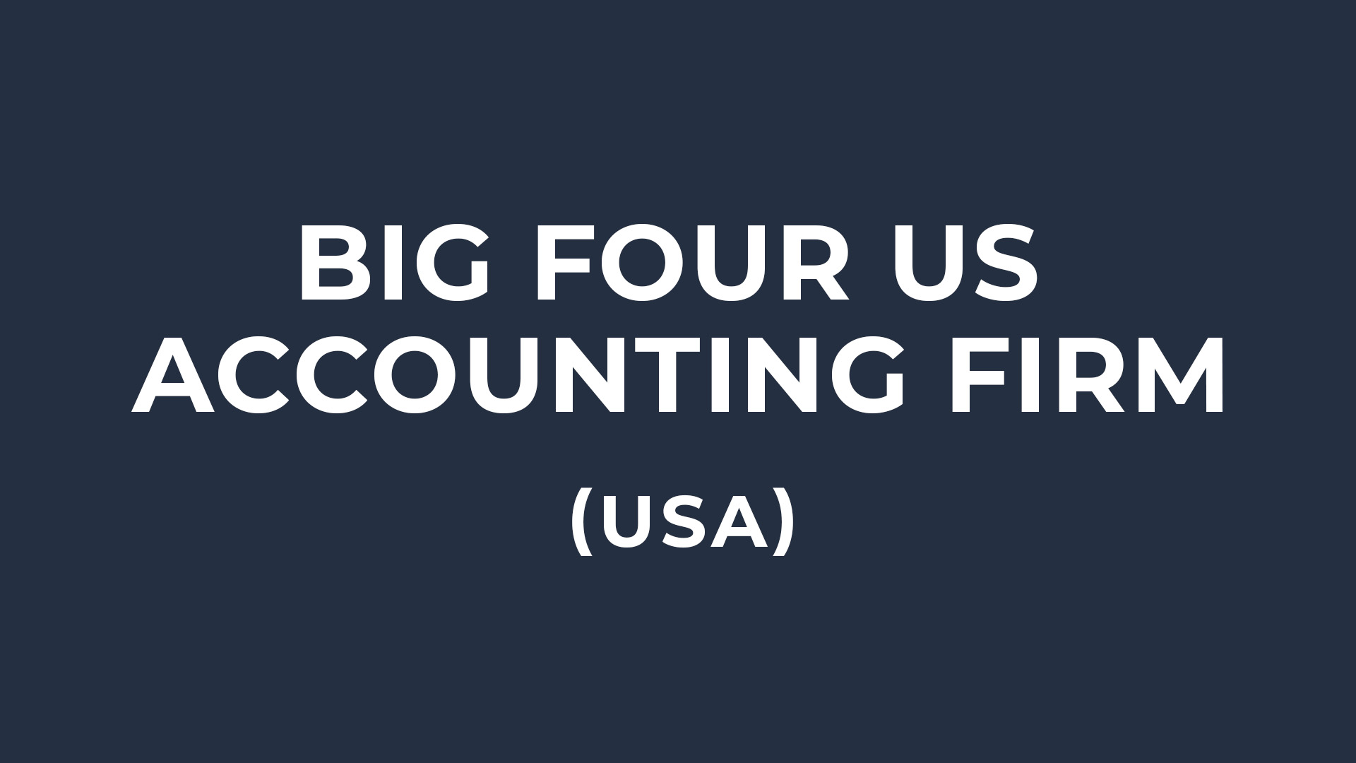 Big four Us Accounting Firms